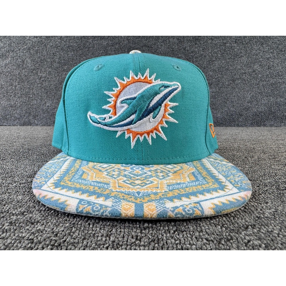 Miami Dolphins Hat Cap Snap Back Mens Large Aztec NFL Nat Moore Signed